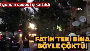 Fatih’teki binanın çökme anı kamerada