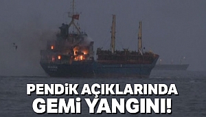 Pendik açıklarında gemi yangını!
