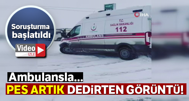 Ambulansla karlı zeminde drift