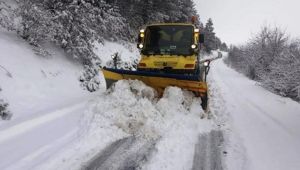 Ödemiş'te karla mücadele çalışması