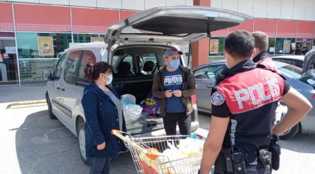 Edirne'de markete aracıyla gidenlere ceza