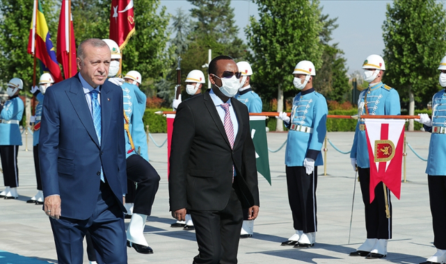 Cumhurbaşkanı Erdoğan Etiyopya Başbakanı Ahmed'i resmi törenle karşıladı