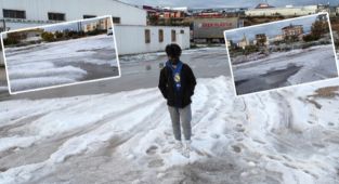 'Turuncu kod' ile uyarılan Antalya'ya dolu yağdı