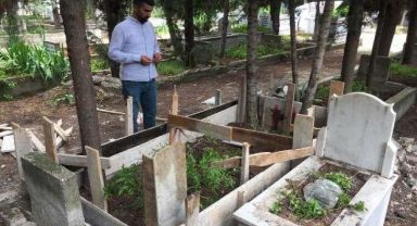 Mezarlıkta şoke eden manzara