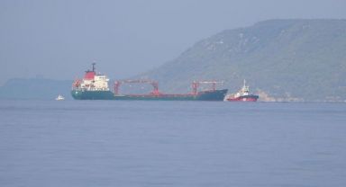 Çanakkale Boğazı'nda arızalanan gemi römorkörle çekildi
