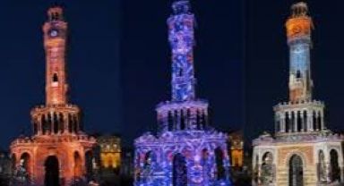 İzmir Saat Kulesi Dijital Sanatla Işıklandı